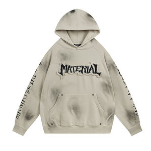 Otoño Invierno Hombres de alta calidad Heavy Hoodie Wasteland Style American Washed Solid Pattern Digital Plain Dyed Techniques - Product Image 1