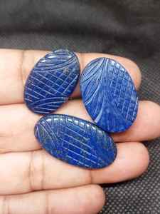 Piedra preciosa suelta de cabujón lapislázuli natural hecha a mano para la fabricación de joyas - Product Image 4