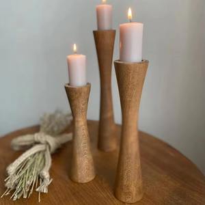 Vente chaude Logo Personnalisé À La Main En Bois Naturel Bougeoir En Bois pour Noël Pâques Saint Valentin Mariage Ramadan Décor - Product Image 6