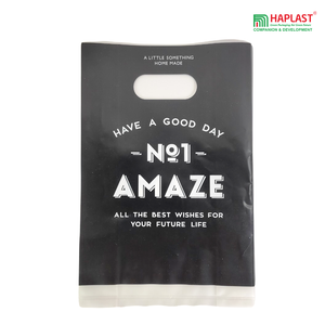 Sac en plastique découpé à l'emporte-pièce avec logo personnalisé Sac de shopping en plastique PE-BD PE-HD avec anse et pièce rapportée Poinçon de marchandise - Product Image 4
