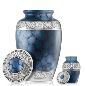 Urnes funéraires personnalisées pour adultes et bébés, vente en gros, urnes funéraires uniques en céramique bleue pour cendres humaines - Product Image 5