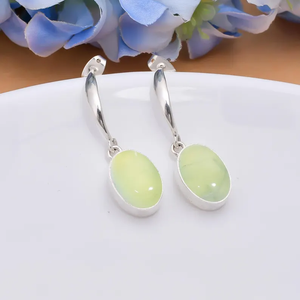 Pendientes colgantes de gota de Plata de Ley 925 de alta calidad, joyería de piedras preciosas de Prehnita hecha a mano, fiestas cristianas de moda, precio de fábrica - Product Image 2