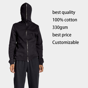 Wholesale Custom Mens 100 Percent Cotton Heavyweight Oversized <b>Full</b> <b>Zip</b> <b>Hoodie</b> Stylish Streetwear Pullover 3D Embroidery - Product Image 2
