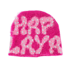 New Arrival Unisex Letter Knitted Acrylic Beanie <b>Hats</b> OEM Double Layer <b>Satin</b> <b>Lined</b> Thick & Warm Fancy Outdoor Streetwear Beanies - Product Image 1