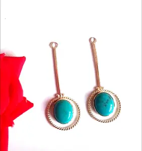 New Designer Turquoise Cabochon Water Drop Shape Gems Jewelry Awesome Sterling Silver Bezel Set Pendant For Anniversary Jewelry