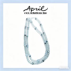 Sangle de téléphone longue en cristal facetté bleu clair avec accents carrés - Pack de 24 pièces en gros - Product Image 1