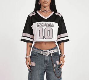 Camiseta Deportiva de Fútbol Americano de Dos Tonos, Estilo Y2K, para Mujer, Corte Holgado, Personalizable con Logotipo de Equipo, Ropa Deportiva Urbana para Entrenamiento - Product Image 3