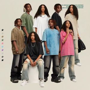 Verano 285G Heavy Wash Batik cuello redondo manga corta American Vintage Heavyweight Acid Wash camiseta para hombres - Product Image 2