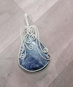 Newest Malachite Pear Shape Stone <b>Wire</b> Wrapped Pendant Wholesale Price 925 <b>Sterling</b> <b>Silver</b> Plated Pendant Jewelry - Product Image 3