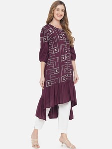 Nouvelle Arrivée - Robe Longue Droite pour Femmes, Design Élégant, Broderie Géométrique Violet et Blanc, Manches Longues, 100% Coton, Tenue de Mode Élégante - Product Image 4