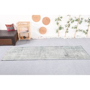 Tapis turc vintage moderne 3x9 pieds gris tapis plat en laine tissée avec support en latex pour les décorations de salon - Product Image 1