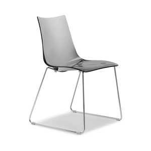 Stackable Sled Base Dining <b>Chair</b> Polycarbonate Shell Chrome Frame, <b>Clear</b> Smoke or White, for Restaurant Cafe Meeting Room - Product Image 1