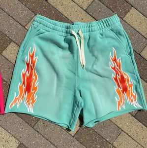 Fabricantes personalizados ropa de calle pantalones cortos de algodón desgastado borde de corte crudo serigrafía lavado ácido pantalones cortos de los hombres para los hombres - Product Image 1