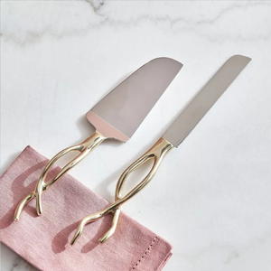 Juego de servidor de pastel de boda de estilo rama moderno, herramientas de pastel grabadas para eventos de fiesta de cumpleaños, precio al por mayor en India - Product Image 1