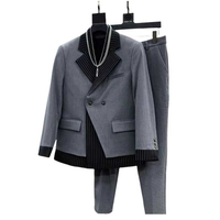 Setelan pakaian tiga kancing untuk pria, setelan Formal bisnis pernikahan reguler Fit celana Blazer 3 potong