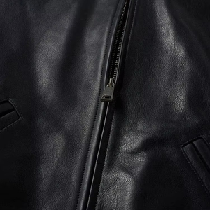 Chaqueta de invierno genuina de cuero de vaca de alta calidad para hombre chaqueta al por mayor con cremallera de logotipo personalizado - Product Image 5