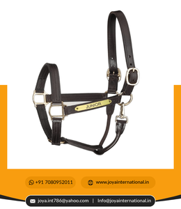 Halter de spectacle en cuir de cheval de style piste de qualité supérieure de haute qualité avec licous intelligents à pression et plaque signalétique - Product Image 4