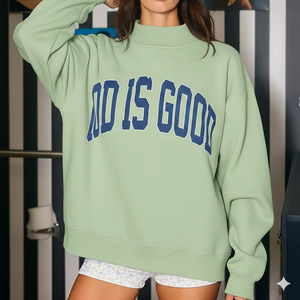 Heavyweight <b>Womens</b> Oversized Long Mock Neck Sweatshirt <b>Warm</b> Thick Fleece Pullover Casual Streetwear Winter Cozy Soft Fashion <b>Top</b> - Product Image 3