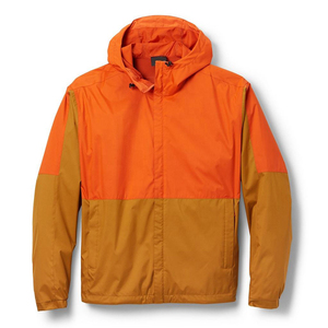 Chaqueta impermeable de lona para hombre personalizada con cuello con capucha y logotipo frontal para actividades al aire libre - Product Image 1