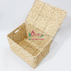 Artex Dong Thap Natural <b>Large</b> Woven Water Hyacinth Storage <b>Basket</b> <b>with</b> <b>Lid</b> for Home Bathroom Essentials and Food Usage - Product Image 5