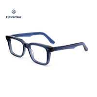 Montures de lunettes carrées bleues en acétate, montures de lunettes optiques à monture complète, unisexe, pour un usage quotidien