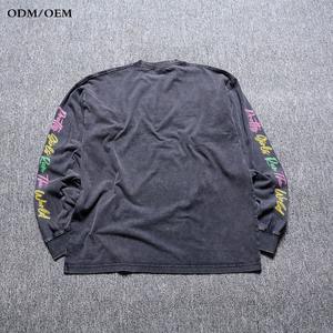 Camiseta de manga larga de Hip Hop con ajuste holgado térmico pesado de 100% algodón personalizada para hombre con estampado Dtg de pantalla gráfica completa - Product Image 5