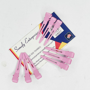 Pinzas para el cabello rosa claro de una sola punta Juego de 10 piezas Acero inoxidable Etiqueta privada sostenible Alta calidad para extensiones de cabello - Product Image 1