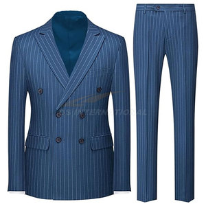 Traje formal de 2 piezas ajustado azul marino para hombre, conjunto de chaqueta elegante, abrigo y pantalones para bodas y fiestas de negocios - Product Image 1