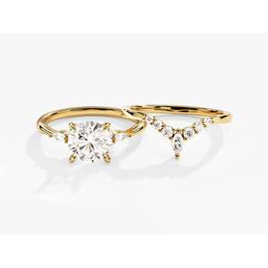 Anillo Minimalista de Oro Sólido Amarillo y Blanco de 14K con Circonitas Cúbicas, Anillo de Eternidad con Diamantes para Mujer, Joyería de Oro Sólido para Bodas y Fiestas - Product Image 5