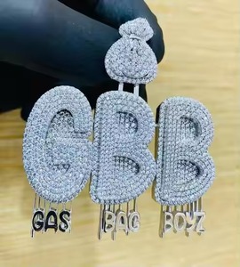 Diamante personalizado nombre Snowdown Hip Hop Iced Out Colgante placa letra rodio plateado lujo Unisex regalo joyería - Product Image 5