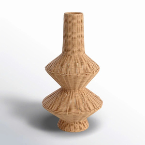Jarrón de Arte Contemporáneo de Ratán de Vietnam, OEM ODM, Jarrón Decorativo Escultural Tejido a Mano con Pasto Marino, Decoración Moderna para el Hogar Ecológica - Product Image 1