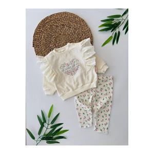 I miei piccoli con motivo floreale in pizzo con dettagli 2 pezzi Set da bambina-crema