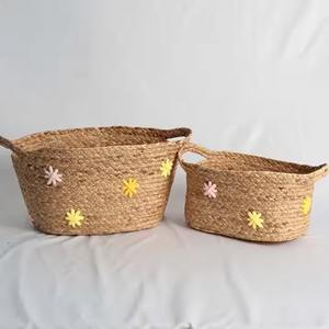 Meilleure vente panier tissé écologique artisanal ménage naturel herbe de mer jacinthe d'eau panier à linge - Product Image 2