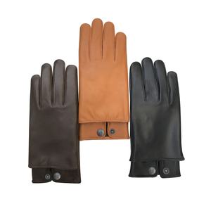 Wholesale <b>Men</b> Black Touchscreen Black Fashion Button Fleece-Warm <b>Driving</b> Goatskin-Pu <b>Leather</b> <b>Gloves</b> From Pakistan - Product Image 3