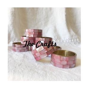 Deluxe Quality Napkin <b>Ring</b> Brass And <b>Mother</b> Of Pearl Napkin <b>Ring</b> Set Of Six Pink Color Napkin <b>Ring</b> For Sale - Product Image 1