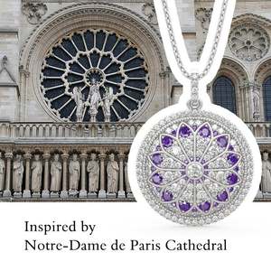 Collar Jeulia Divine Rose Window con Cadena de Eslabones de Plata de Ley y Moissanita - Product Image 4