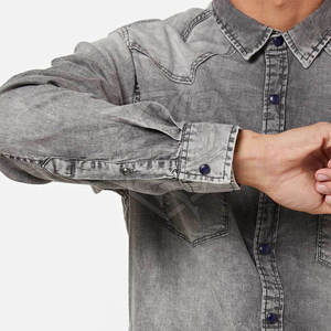 Fabrication professionnelle, conception de logo personnalisée, chemise en jean confortable pour homme, vente chaude, chemise en jean durable pour homme - Product Image 6