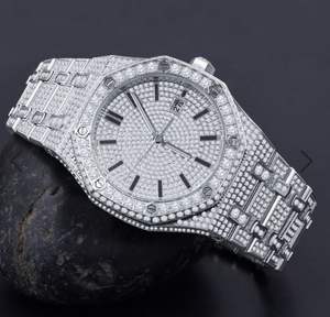 Lujo Elegante Moissanite Diamante Reloj de pulsera automático Elegante Hip Hop Antiguo Acero inoxidable Nueva llegada 20mm Analógico - Product Image 4