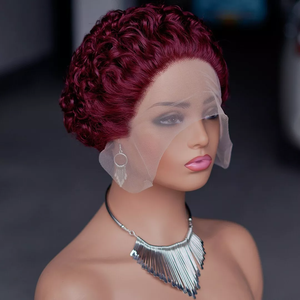 Perruque Courte Pixie Frisée Ondulée en <span class=keywords><strong>Cheveux</strong></span> Naturels Vietnamiens Bruts, Perruque Courte Pixie Cut en <span class=keywords><strong>Cheveux</strong></span> Humains avec Dentelle Frontale HD Complète pour Femmes Noires – Vente en Gros à Prix Abordable - Product Image 1