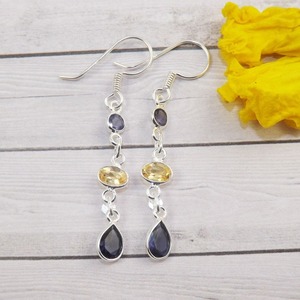 Piedra preciosa citrino hecha a mano joyería fina de moda al por mayor pendientes colgantes plata esterlina 925 sólida para mujeres con sello 925 - Product Image 4