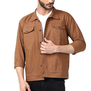 OEM vêtements de rue couleur unie marron conception personnalisée veste en jean vente chaude hommes décontracté élégant coton denim veste en jean - Product Image 3