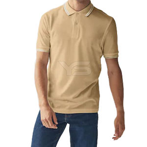 Custom Classic Fit Ribbed Collar Polo-Spandex Cotton <b>Mixed</b> <b>Fabric</b> Short Sleeve Men's Golf Polo Shirts With Ribbed Cuffs - Product Image 4