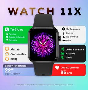 สมาร์ทวอทช์ 11X โทรออกด้วยบลูทูธ ตรวจวัดอัตราการเต้นของหัวใจ ฟิตเนส กีฬา หน้าจอสัมผัส สีดำชมพู นาฬิกาอัจฉริยะ - Product Image 3