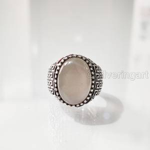 Bague pour homme en argent sterling 925 avec pierre de lune grise naturelle, pierre de naissance de juin, toutes tailles, cadeau de Noël lourd, bijoux - Product Image 4