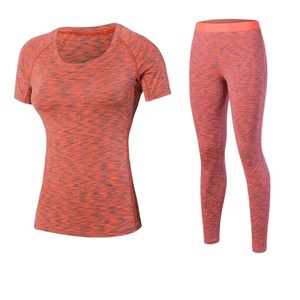 T-shirt de Yoga serré pour femmes, vêtements de Sport, suture, pantalon de course, Compression, survêtement, nouvelle collection - Product Image 4