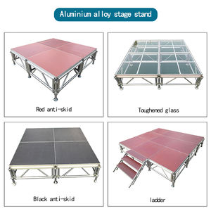 แท่นเวทีอลูมิเนียมสีดำ ท็อปไม้ ปรับระดับได้ 4x4 - Product Image 3