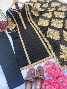 Lanzamiento de un nuevo diseñador Party Wear Look Top Bottom y Dupatta Set Faux Georgette Fabric Suit con bordado de trabajo completamente cosido - Product Image 6