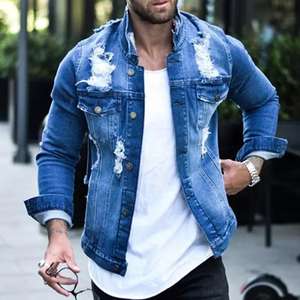 Veste en jean élégante pour homme, couleur unie, haute qualité, grande taille, décontractée, hiver, 100% coton, écologique, respirante, service OEM - Product Image 2