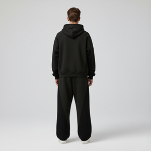 High Quality Hip Hop Style <b>Oversized</b> Pullover Hoodie & Baggy <b>Jogger</b> Set Heavyweight 100% Cotton Solid Color Tracksuit For Man - Product Image 2