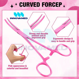 Acero inoxidable 2PCS Color Rosa Forma curva recta Instrumentos quirúrgicos manuales reutilizables personalizados con soporte en línea - Product Image 2